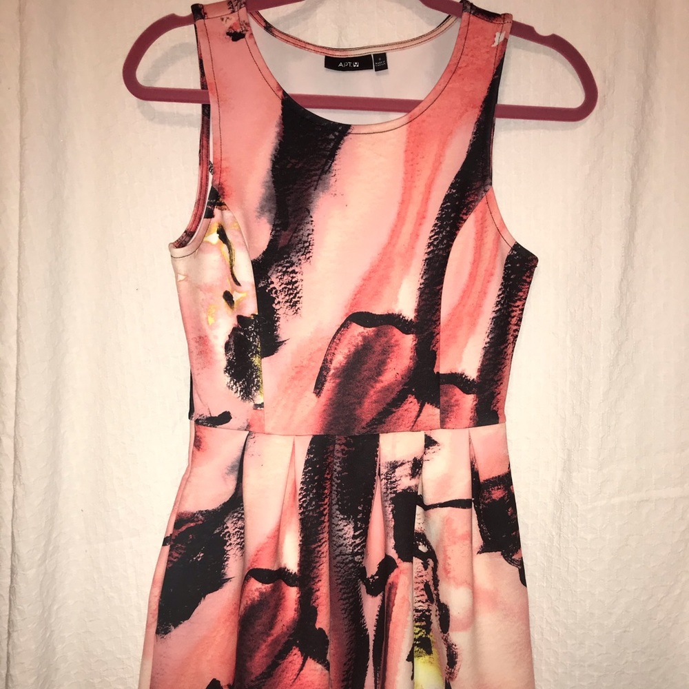 Black And Pink Floral Skater Dress